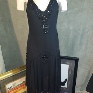 Elegant Black Beaded Dress By ECI New York Size 8